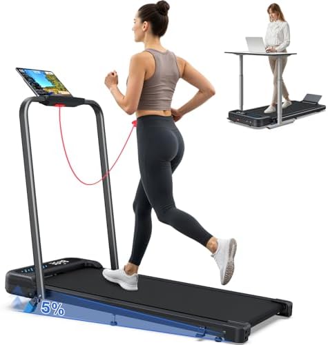 COZYINN Foldable Treadmill with Incline, 320 Lbs Capacity Compact Walking Pad with Handle Bar, 2 in 1 Portable Treadmills for Home/Office, 3.0HP Quiet Under Desk Treadmill with Remote Control & APP by COZYINN