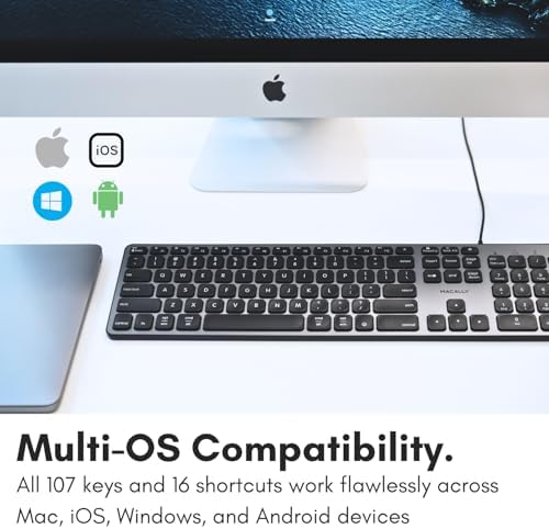 Macally Wired Keyboard for Mac with USB Hub (2X USB-A / 1x USB-C) - Compatible Backlit Apple Keyboard with Dual Interface - Auto OS Detection for Mac, MacBook Pro/Air, iMac, PC, Android, iPad, iOS - Image 6