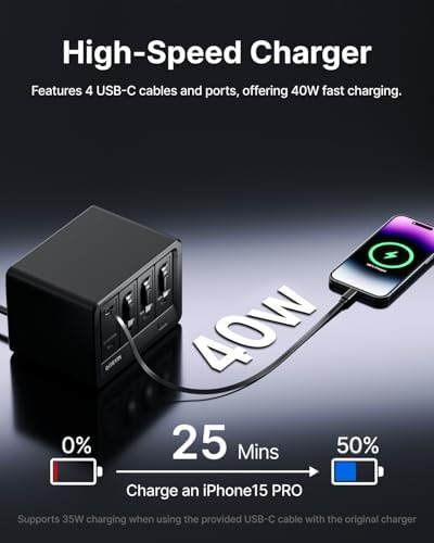 Gitryin 12-in-1 Desktop Charging Station, 160W USB Retractable GaN Charger - Image 3