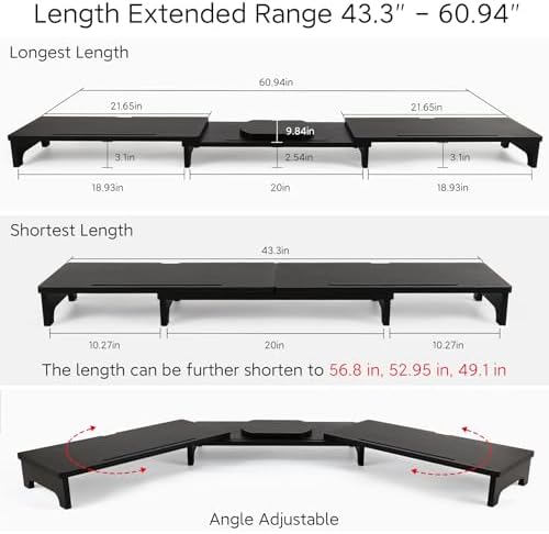 Nnewvante Monitor Stand Riser, 60 inch Bamboo Triple Monitor Stand for Desk - Image 3