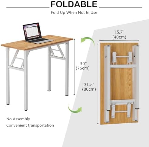 Need Small Computer Desk 31.5 in Folding Home Office Table Teak - Image 3