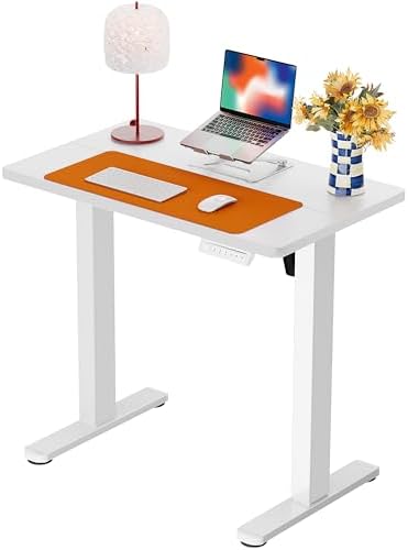 ErGear Height Adjustable Electric Standing Desk, 32 x 19 Inches Sit Stand up Desk with Memory Presets, Computer Home Office Desk, White by ErGear