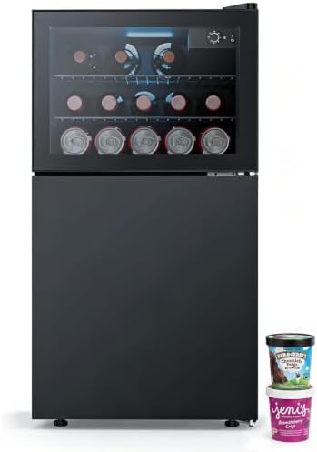 Antarctic Star 2.6 Cu. Ft Compact Beverage Refrigerator with Freezer, Mini Fridge, Adjustable Temp, Reversible Door, LED Light for Home Office Bar Bedroom by AntarcticStar