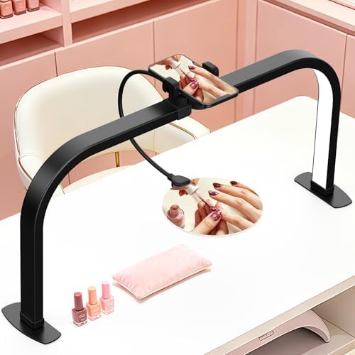 Half Moon Nail Light for Desk with 5X Magnifier & Phone Holder by HOME