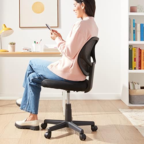 Amazon Basics Low Back Office Chair, Breathable Mesh, Height Adjustable, Padded Seat, Rolling Wheels, Swivel, Back Support, Sturdy, 21.25" D x 22.5" W x 38" H, Black - Image 2