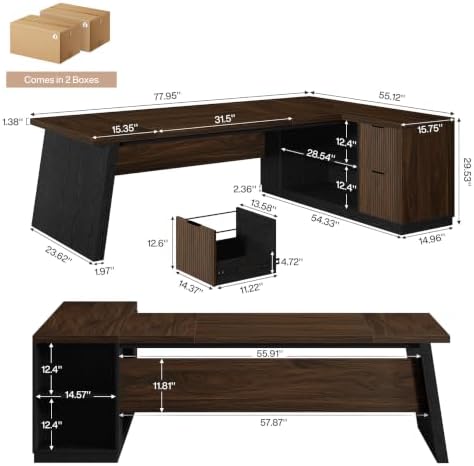 Tribesigns 78" L Shaped Executive Desk with Storage, Home Office - Image 2