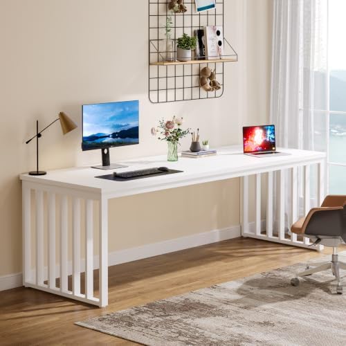 Tribesigns 78.74" Extra Long Computer Desk 2 Person Desk, Double Long Table with Heavy Duty Metal Frame, Double Workstation Study Table for Home Office (Without Chair) (White) by Tribesigns