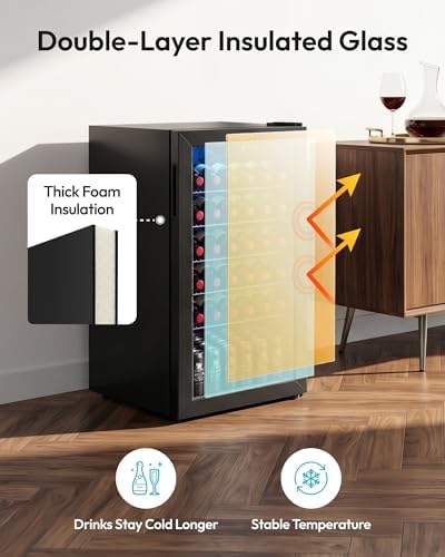 EUHOMY 125 Can Wine Cooler Refrigerator, Wine Fridge Glass Door, Black - Image 5