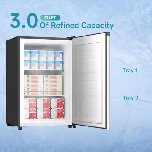 BANGSON 3.0 Cu.ft Compact Upright Freezer for Dorm Office, Silver - Image 2