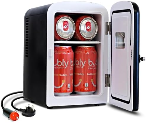 Koolatron Mini Fridge- Black Refrigerator 6 Can Portable Cooler for Bedroom Office Dorm Car Compact Fridge for Drinks Makeup Skincare Dual Power 12V 110V by Koolatron
