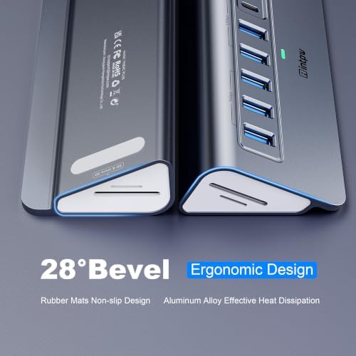 Powered USB Hub 10Gbps, intpw YH6AC Plus 10-Port USB 3.2 Hub(USB A+USB C 3.2+3 USB-A 3.0+2 PD 45W Fast Charging Ports+SD/TF Card Reader), 65W Power Adapter,Aluminum USB HUB for PC,Laptop,iPhone 17/16 - Image 6