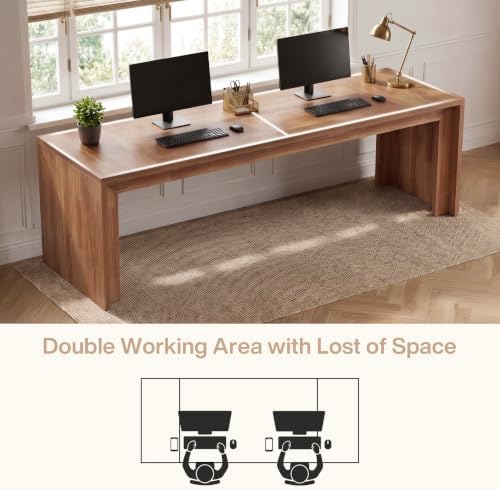 Tribesigns 78-Inch Extra Long Home Office Desk, 2 Person Wood Computer Desk for Office, Rustic Rectangular Writing Table, Easy Assembly, Brown - Image 5
