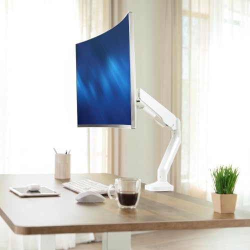 VIVO Heavy Duty Ultrawide Monitor Tension Arm for up to 40 inch Screens, Holds 26.4 lbs, Premium Desk Mount Stand, White, STAND-V100OW - Image 2