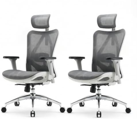 SIHOO M57 Ergonomic Mesh Office Chair, High Back Home Desk Chair with 3D Armrests, Lumbar Support and Adjustable Headrest, Comfortable Computer Chair, Hold 330 LBS-2 Packs-Light Grey by SIHOO