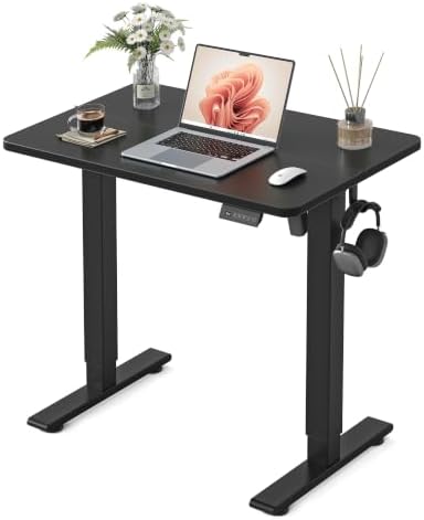 FEZIBO 32" Small Electric Standing Desk Height Adjustable Desk, Black by FEZIBO