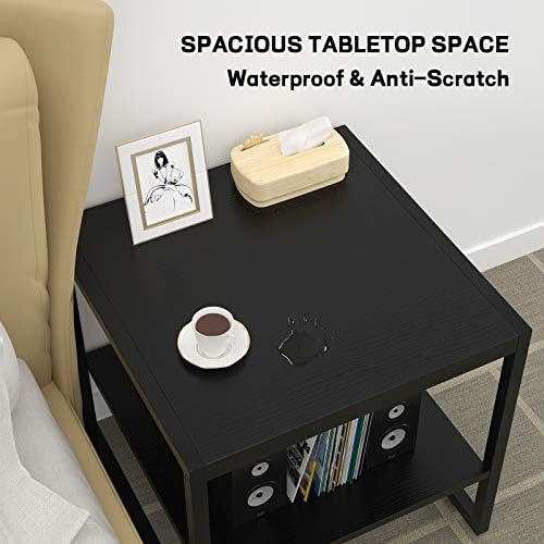Homieasy End Table, 20 Inch Square Side Table, Mini Fridge Stand, Black - Image 6