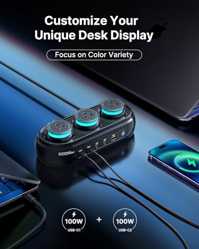 200W GaN Desktop Charging Station, 8-in-1 Desk Accessories with RGB Lights - Image 4