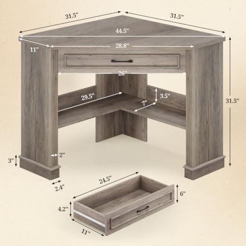 SEDETA Farmhouse Corner Desk for Small Space, White Small Computer Desk - Image 2