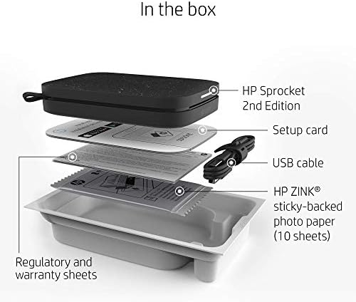 HP Sprocket Portable Photo Printer (2nd Edition) Â Instantly Print 2x3 Sticky-Backed Photos from Your Phone Â [Noir] [1AS86A] (Renewed) - Image 6