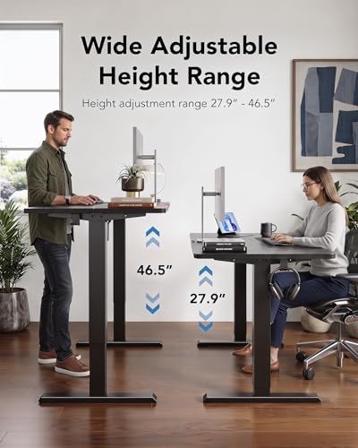 HUANUO 48x23 Inch Electric Standing Desk, Adjustable, Black - Image 4