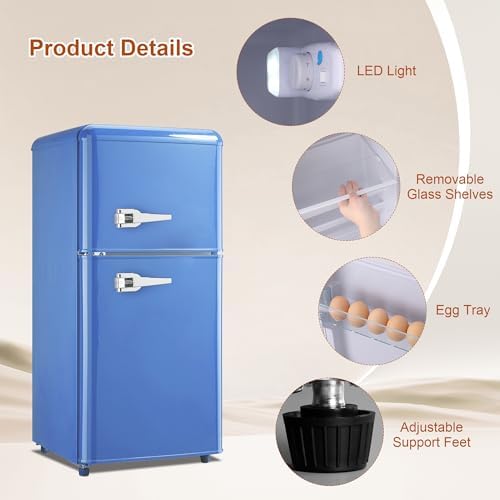 Retro Mini Fridge with Freezer 3.5 Cu. Ft, Small Refrigerator Dual Door - Image 5