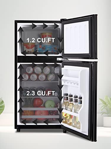 KRIB BLING Refrigerator with Freezer, 3.5 Cu.Ft Mini Fridge,Lock Fresh,7 Level Adjustable Thermostat ct for Dorm, Bar, Office,Kitchen, Bedroom,Black - Image 2
