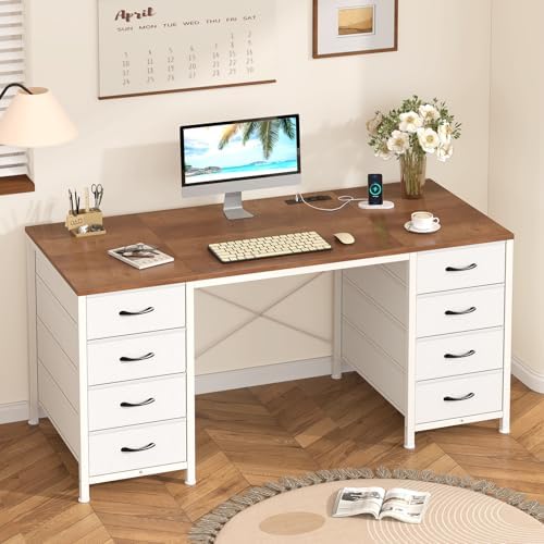 50 Inch Computer Desk with 8 Drawers for Home Office, Bedroom, Living Room by YomiluveDesign