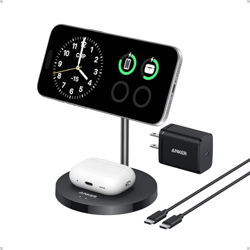 Anker MagGo 2-in-1 MagSafe Compatible Qi2 15W Wireless Charging Stand by Anker