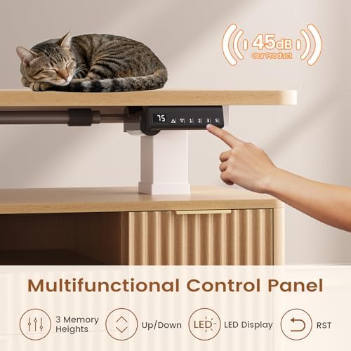 SEDETA Fluted L Shaped Executive Electric Standing Desk with 4 Drawers - Image 6