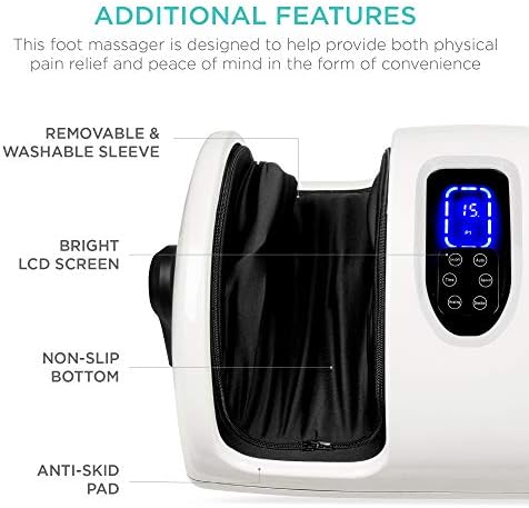 Best Choice Products Shiatsu Foot Massager with Heat for Plantar Fasciitis & Neuropathy, Kneading Foot & Calf Massager with Remote, 360° Adjustable Handle, Rolling & Compression Massage - White - Image 6
