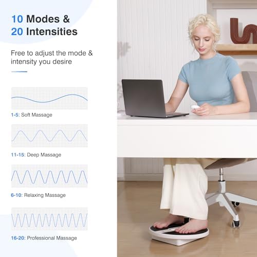 EaseZen EMS Foot Massager for Neuropathy, Rechargeable TENS & EMS Foot Circulation Stimulator for Pain Relief, 10 Modes & 20 Intensities, 2 Body Pads, Relieve Swelling, Cramps, RLS - Image 4