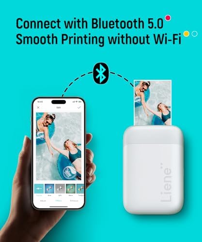 Liene Pearl K100 2x3” Photo Printer, Mini Picture Printer w/ 10 Zink Adhesive Paper, Bluetooth 5.2 Compatible w/iOS & Android, Portable Color Mono Instant Sticker Printer for iPhone, Smartphone, White - Image 6