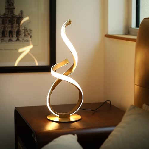 2 Pack Gold Cool Table Lamps, LED Spiral Desk Lights, Dimmable - Image 7