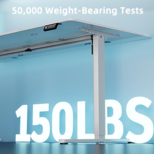 Shintenchi Standing Desk, 71x31 Inch Height Adjustable Electric Sit Stand up Desk, Ergonomic Rising Computer Table, Modern Lift Gaming Desk Workstation for Home Office, White - Image 6