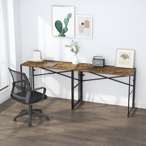 Lutown-Teen 40 inch Folding Computer Desk, Rustic Brown - Image 6