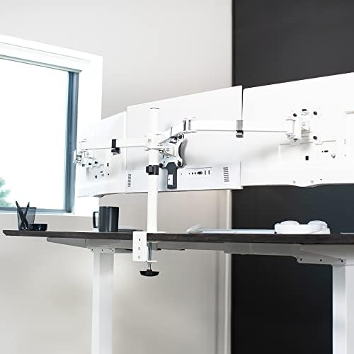 VIVO Triple Monitor Adjustable Desk Mount, Articulating Tri Stand, Holds 3 Screens up to 24 inches, White, STAND-V003YW - Image 4
