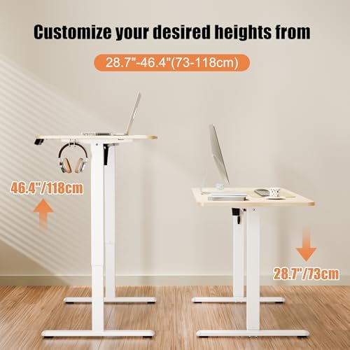 ERGOMAKER 67"x24" Standing Desk, Height Adjustable Sit-Stand Office, Oak - Image 4