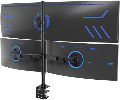 VIVO Triple Monitor Extra Tall Desk Mount for up to 49 inch Ultrawides on Center Bracket and 27 inch Screens on Side Brackets, Holds up to 44 lbs, Black, STAND-V103T by VIVO