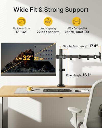 monTEK Heavy-Duty Dual Monitor Stand for 17-32", 22 lbs Each - Image 3