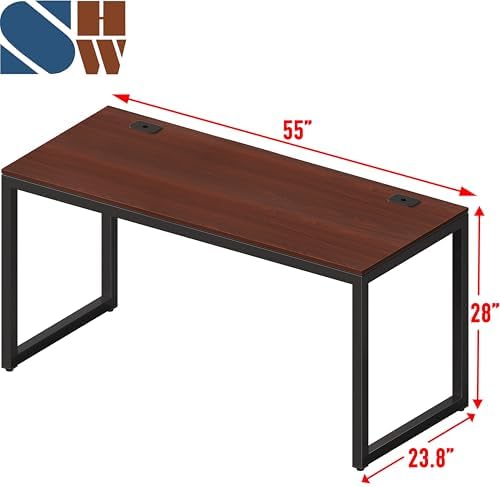 SHW 55-Inch Commercial-Grade Office Computer Desk, Cherry - Image 3