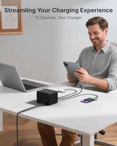 Gitryin 12-in-1 Desktop Charging Station, App Remote Control, 160W Charger - Image 6