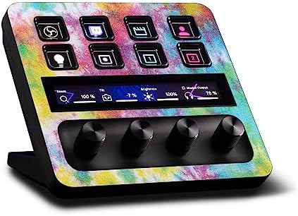 MightySkins Glossy Glitter Skin Compatible with Elgato Stream Deck + - Tie Dye Splatter | Protective, Durable High-Gloss Glitter Finish | Easy to Apply, Remove, and Change Styles | Made in The USA by MIGHTY+SKINS