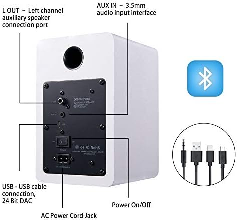 Sanyun SW208 3" Active Bluetooth 5.0 Bookshelf Speakers, Built-in 24bit DAC - Image 4