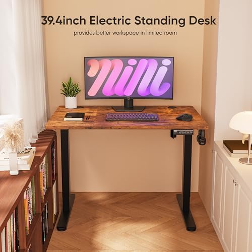 Monomi 39.4" Electric Standing Desk, Height Adjustable sit Stand up,Brown - Image 3