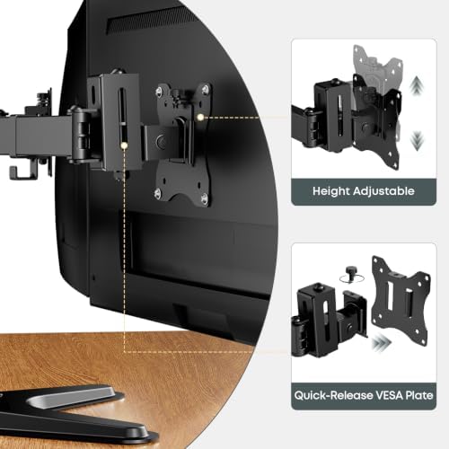 Triple Monitor Stand fits 3 Screens up to 27 Inches, Freestanding - Image 6