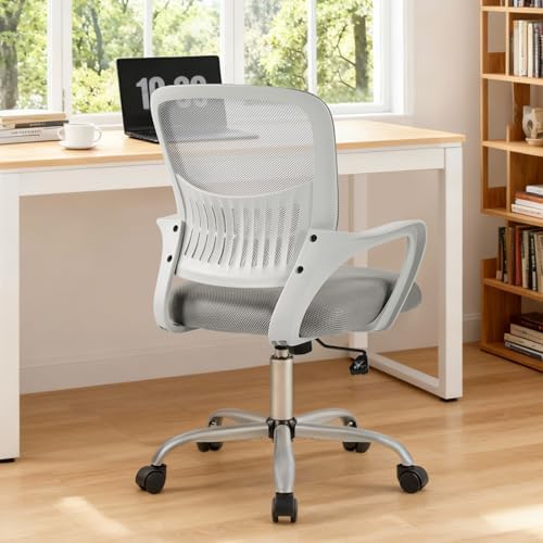Sweetcrispy Computer Desk Chair, Mesh Office Chair, Lumbar Support, Grey by Sweetcrispy