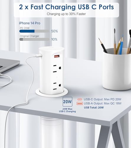 Jgstkcity Pop Up Outlet for Countertop,2.5in Hole,ETL Listed,White - Image 2