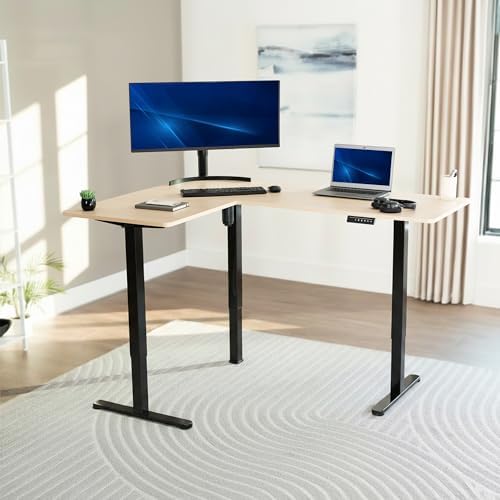 VIVO Light Wood 63 x 47 in Corner Standing Desk, DESK-E3CTC-47 - Image 2