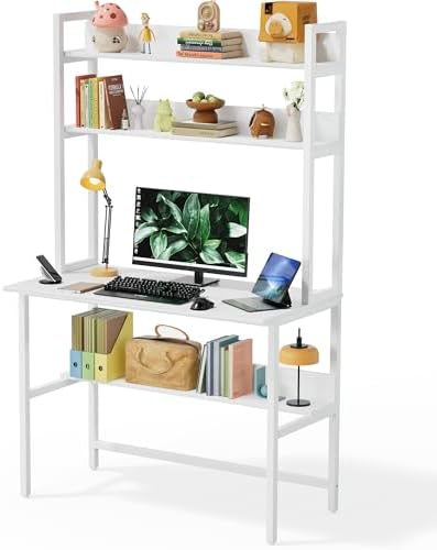 Aquzee 40 Inch Desk with Hutch, Computer Desk with Shelves by Aquzee