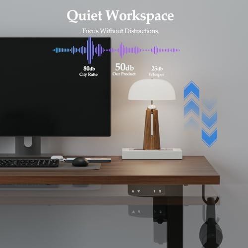 Klicelor 55 Inch Large Electric Standing Desk, Height Adjustable Office Desk, Sit Stand Up Computer Gaming Desk with Memory Preset, Two-Piece Desktop, Dark Walnut - Image 5